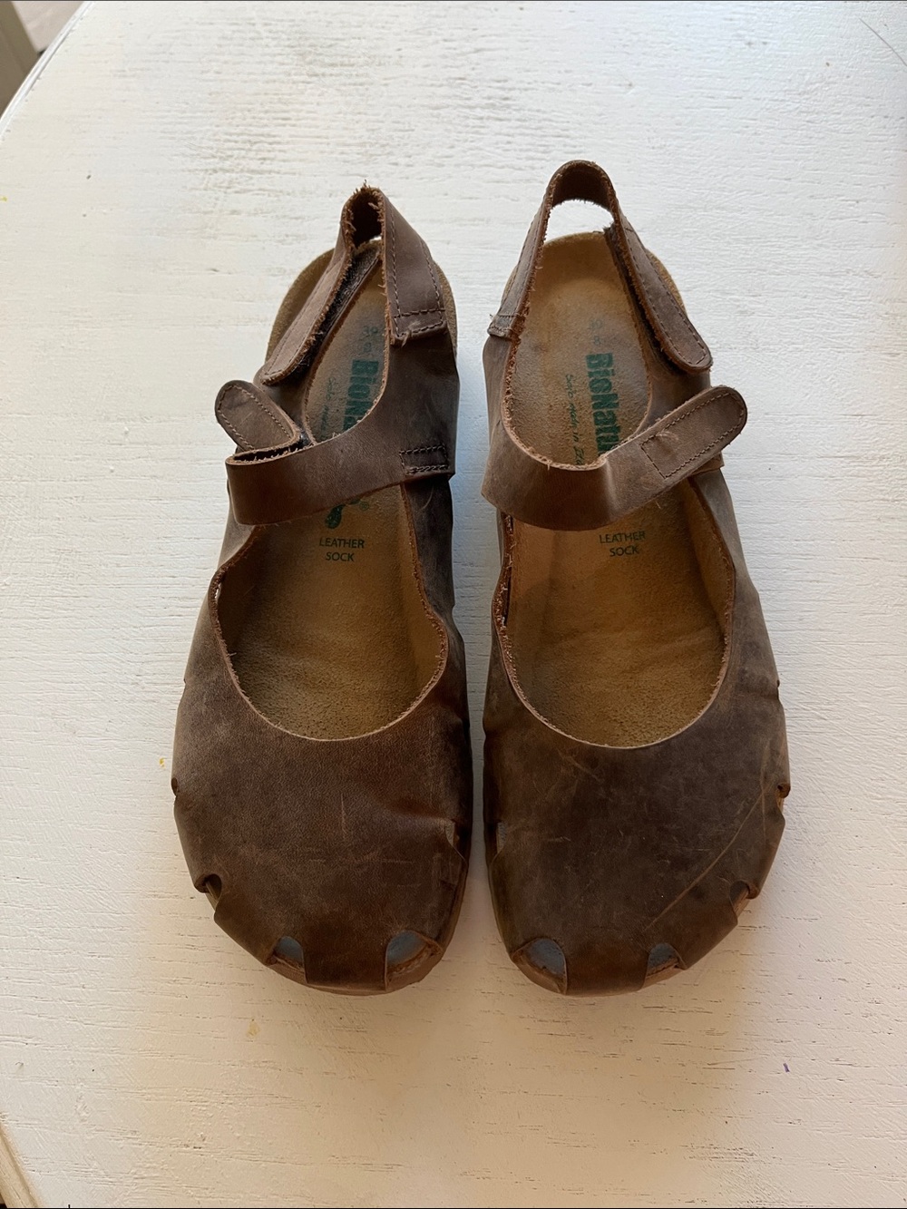 Bionatura Distressed Leather brown Mary Jane’s Shoes Size 39